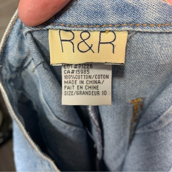 VINTAGE 90's High Waisted Blue Light Wash Cropped Jeans Wide Leg Side Zip Sz 10 - Picture 15 of 16